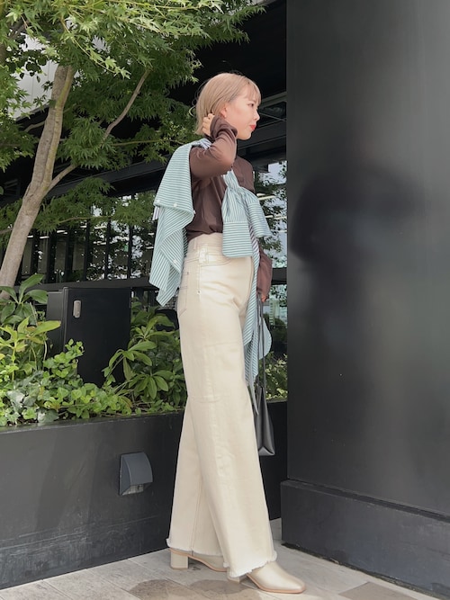 PUBLIC DENIM】ハイウエストワイドストレートデニム/センタープレス