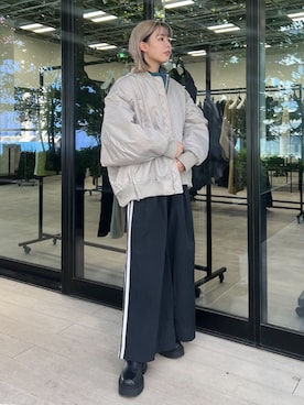 「アウターコーデ」｜「アイテム（MA-1）」を使った、miho fujiwaraさん（レディース・162cm）の秋コーディネート