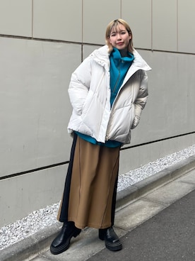 「A + TOKYO（エープラストウキョウ）のアイテム（ダウンジャケット/コート）」を使った、miho fujiwaraさん（レディース・162cm）の秋コーディネート