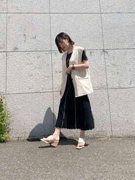 「FREE'S MART（フリーズマート）の【Sシリーズ対応】◆カットオフ切替カットソーワンピース（ワンピース）」を使った、mikiさん（レディース・151cm）の春コーディネート