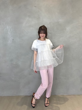 「MERAKI（メラキ）のティアードチュールトップス（その他トップス、その他）」を使った、あすchanさん（レディース・157cm）の春コーディネート