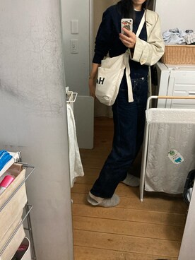 「UNIQLO（ユニクロ）のアイテム（デニムパンツ、その他）」を使った、38nakaさん（レディース・169cm）の秋コーディネート