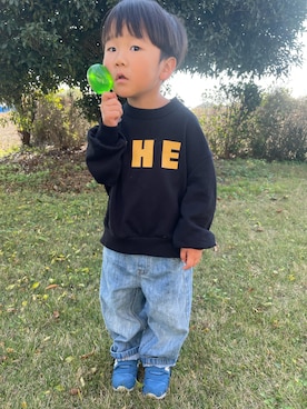 「アイテム（スウェット）」を使った、haru♡坊さん（キッズ・100cm）の秋コーディネート