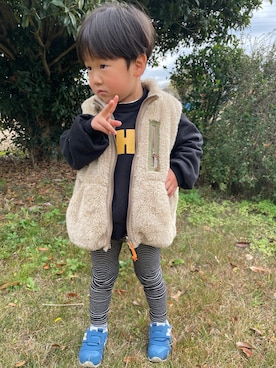 「アイテム（スニーカー）」を使った、haru♡坊さん（キッズ・100cm）の秋コーディネート