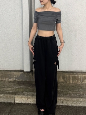 「アイテム（スウェットパンツ）」を使った、太田夢叶さん（骨格ナチュラル・レディース・163cm）の夏コーディネート