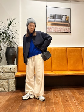 「アイテム（ニットキャップ/ビーニー）」を使った、ASADAさん（レディース・160cm）の秋コーディネート