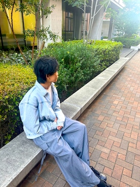 「アイテム（カーゴパンツ、グレー系）」を使った、青さん（メンズ・178cm）の秋コーディネート