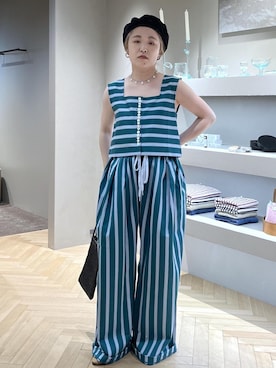 「SALON adam et rope'（サロン アダム エ ロペ）の【WS（ドゥーブル）】レザーメッシュミニトート（トートバッグ、ブラック系）」を使った、kinoさん（レディース・152cm）の春コーディネート
