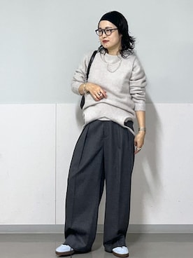 「カシミヤ」｜「アイテム（スラックス）」を使った、kinoさん（レディース・152cm）の秋コーディネート