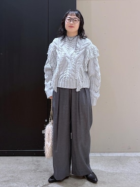 「お正月・初詣コーデ」｜「アイテム（スラックス）」を使った、kinoさん（レディース・152cm）の冬コーディネート