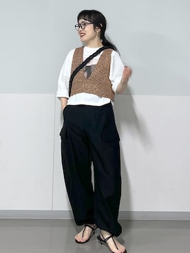 「Tシャツ」｜「アイテム（トップス、ゴールド系）」を使った、kinoさん（レディース・152cm）の春コーディネート