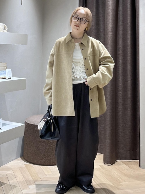 【ベージュ（27）】Ultrasuede(R)オーバーシャツ / セットアップ対応 ベージュ（27）】Ultrasuede(R)オーバーシャツ / セットアップ対応
