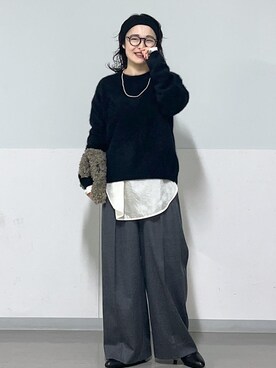 「お正月・初詣コーデ」｜「アイテム（スラックス）」を使った、kinoさん（レディース・152cm）の秋コーディネート