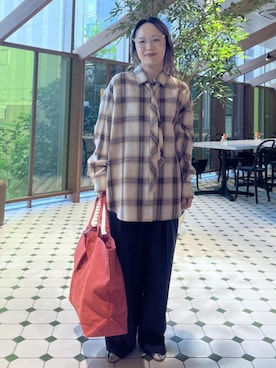 「アイテム（スラックス）」を使った、kinoさん（レディース・152cm・40代）の秋コーディネート