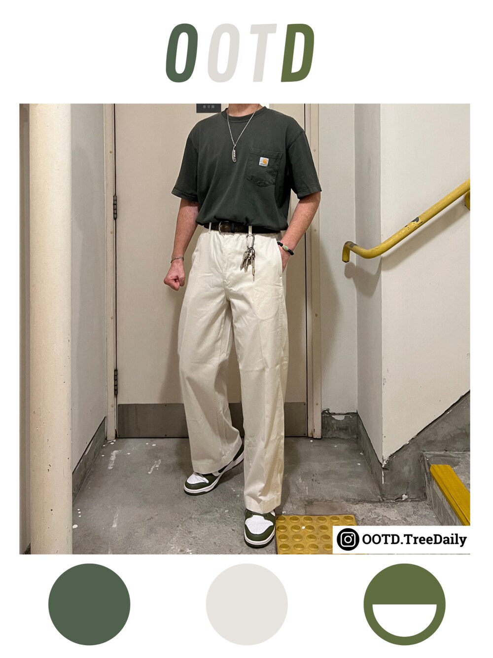 「UNIQLOのアイテム（チノパンツ、ホワイト系）」を使った、ootdtreedailyさん（メンズ・100cm）の春コーディネートの1枚目の写真