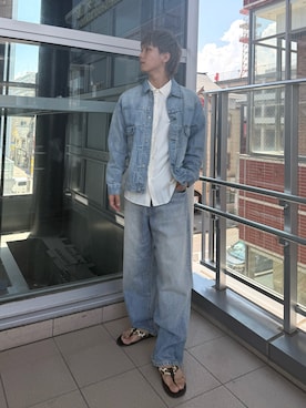 「アイテム（デニムジャケット）」を使った、小幡　天雅さん（メンズ・176cm・10代）の夏コーディネート