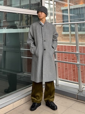 「アイテム（チェスターコート）」を使った、小幡　天雅さん（メンズ・176cm）の秋コーディネート