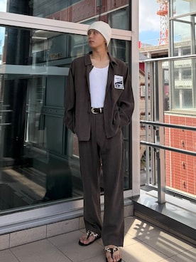 「アイテム（カバーオール）」を使った、小幡　天雅さん（メンズ・176cm）の夏コーディネート