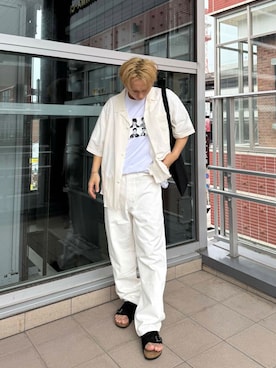 「URBAN RESEARCH（アーバンリサーチ）のアイテム（パンツ）」を使った、小幡　天雅さん（メンズ・176cm）の夏コーディネート