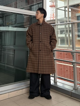 「アイテム（ステンカラーコート）」を使った、小幡　天雅さん（メンズ・176cm・10代）の秋コーディネート