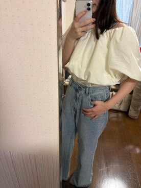 「バルーンブラウス」｜ことみさん（レディース・169cm）の春コーディネート