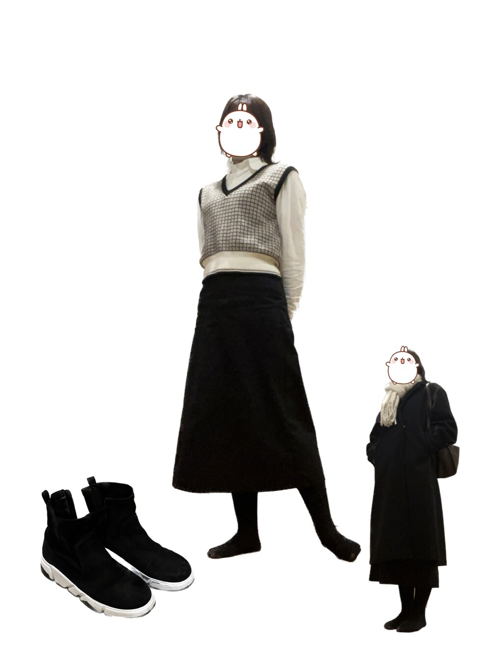 「ehka sopoのツイルフレアスカート（スカート、ブラック系）」を使った、d0m0plingさん（レディース・170cm）の冬コーディネートの1枚目の写真