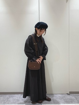 「レトロ」｜「アイテム（ノーカラージャケット）」を使った、れなさん（レディース・155cm）の秋コーディネート