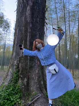 「GU（ジーユー）のアイテム（トップス、ブルー系）」を使った、nariiiinkoさん（レディース・169cm）の秋コーディネート