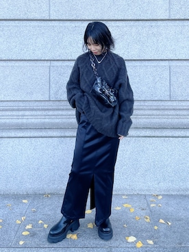 「STUDIOUS（ステュディオス）のアイテム（ブーツ）」を使った、SHIHOさん（レディース・158cm）の冬コーディネート
