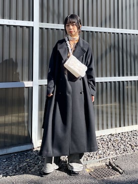 「Dessin de Mode（デッサンドモード）のアイテム（チェスターコート）」を使った、SHIHOさん（レディース・158cm）の冬コーディネート