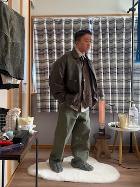 「アイテム（ネクタイ）」を使った、おにく大盛りさん（メンズ・159cm・20代）の冬コーディネート