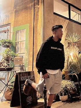 「アイテム（スリッポン）」を使った、おにく大盛りさん（メンズ・159cm・20代）の秋コーディネート