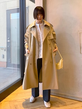 「ROPÉ」｜「アイテム（トレンチコート）」を使った、sugaさん（レディース・162cm）の冬コーディネート