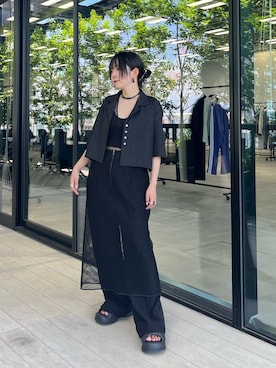 「STUDIOUS（ステュディオス）のアイテム（スラックス）」を使った、Risaさん（レディース・155cm）の夏コーディネート