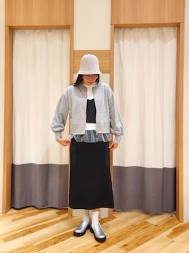 「Samansa Mos2 blue（サマンサモスモスブルー）のアイテム（帽子）」を使った、manaさん（レディース・167cm）の秋コーディネート