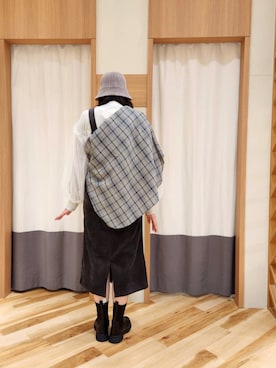 「Samansa Mos2 blue（サマンサモスモスブルー）のアイテム（帽子）」を使った、manaさん（レディース・167cm）の秋コーディネート