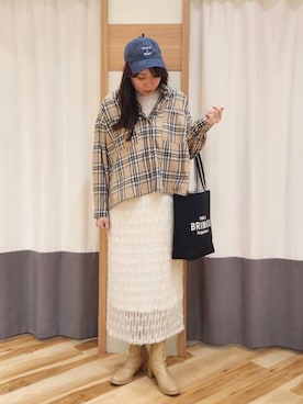 「Samansa Mos2 blue（サマンサモスモスブルー）のアイテム（帽子）」を使った、manaさん（レディース・167cm）の冬コーディネート