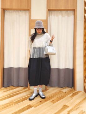 「Samansa Mos2 blue（サマンサモスモスブルー）のアイテム（帽子）」を使った、manaさん（レディース・167cm）の秋コーディネート