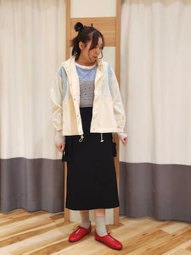 「Samansa Mos2（サマンサ モスモス）のアイテム（ブルゾン）」を使った、manaさん（レディース・167cm）の春コーディネート
