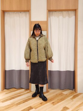 「Samansa Mos2 blue（サマンサモスモスブルー）のアイテム（ノーカラージャケット）」を使った、manaさん（レディース・167cm）の秋コーディネート