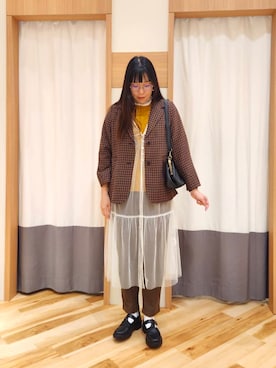 「Samansa Mos2（サマンサ モスモス）のアイテム（ジャケット/アウター）」を使った、manaさん（レディース・167cm）の秋コーディネート