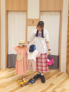 「アイテム（ハット、ブラウン系）」を使った、manaさん（レディース・167cm）の春コーディネート