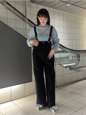 「DouDou（ドゥドゥ）のアイテム（サロペット/オーバーオール）」を使った、mikuさん（レディース・165cm）の春コーディネート