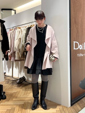 「アイテム（その他アウター、ピンク系）」を使った、mikuさん（レディース・165cm）の冬コーディネート