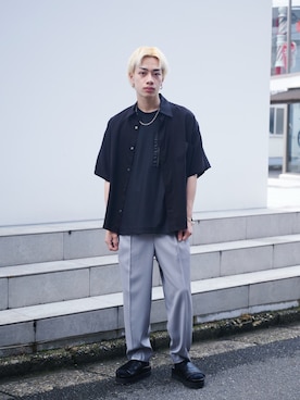 「STUDIOUS（ステュディオス）のアイテム（サンダル）」を使った、タツーキさん（メンズ・169cm）の夏コーディネート