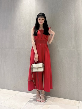 「EDIT COLOGNE（エディットコロン）のバイカラーミニショルダーバッグ（ショルダーバッグ、グレー系）」を使った、chiemiさん（レディース・162cm）の夏コーディネート