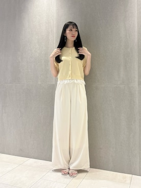 「PROPORTION BODY DRESSING（プロポーションボディドレッシング）の＜ａ＞カットジョーゼットイージーパンツ / 1216139403（その他パンツ、ホワイト系）」を使った、chiemiさん（レディース・162cm）の夏コーディネート