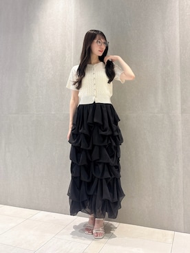 「PROPORTION BODY DRESSING（プロポーションボディドレッシング）の【追加生産決定！】＜山内ともなさんコラボ＞タックバルーンスカート / 1216220605（スカート、ブラック系）」を使った、chiemiさん（レディース・162cm）の夏コーディネート