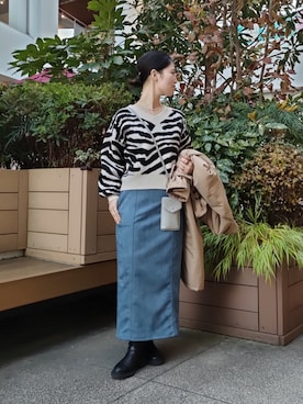 「ぽっちゃりコーデ」｜「アイテム（トレンチコート）」を使った、AKIさん（レディース・160cm）の秋コーディネート