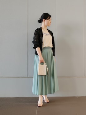 「ぽっちゃりコーデ」｜「アイテム（ブルゾン）」を使った、AKIさん（レディース・160cm）の春コーディネート